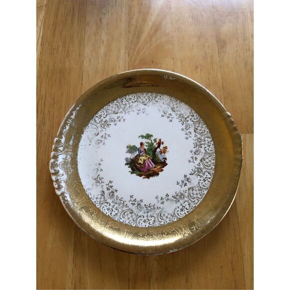 Vintage Paden City Pottery 22kt Gold Warranted Serving Set Of 4 Plate - Picture 14 of 16